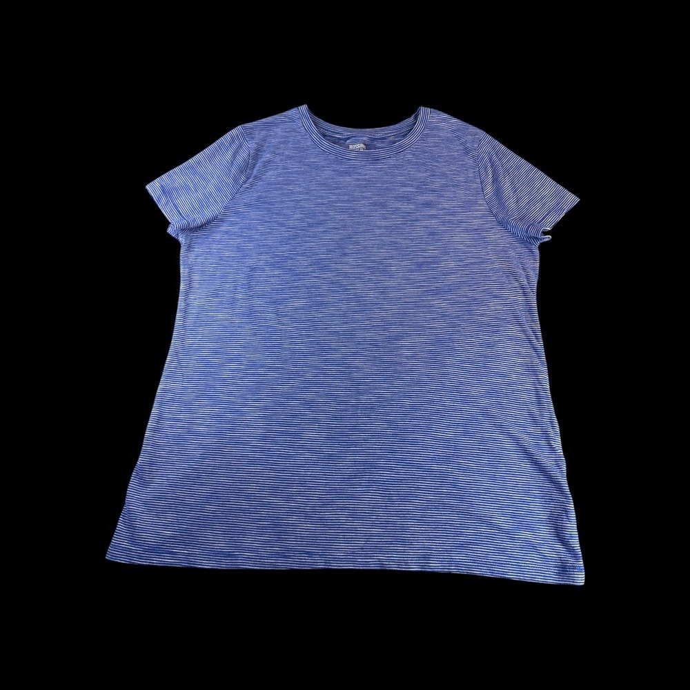 Mossimo Supply Co Womens XXL Blue White Striped Short Sleeve Crew Neck T-Shirt